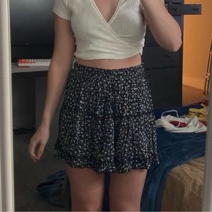Black and White Patterned Mini Skirt